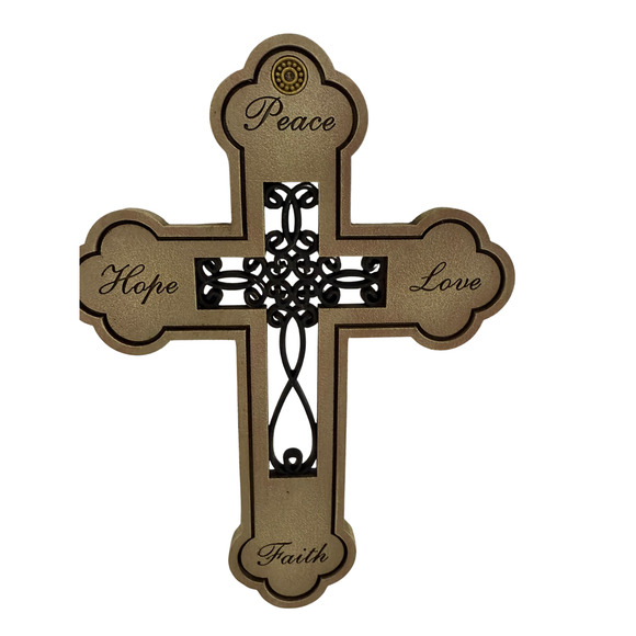 Farmhouse Wall Cross Peace Hope Love Faith Christian Decor Inspirational 10” - Picture 1 of 12